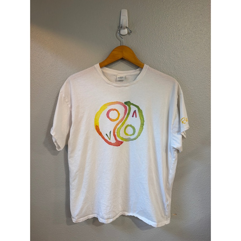 RVCA T-Shirt Womens XS White Rose Machado Yin Yang Graphic Tee